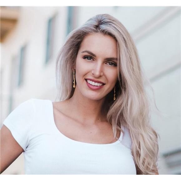 18K Gold Bar Earrings | Minimalist Lava Melt Dangle Leverback Hoops - Picture 5 of 5